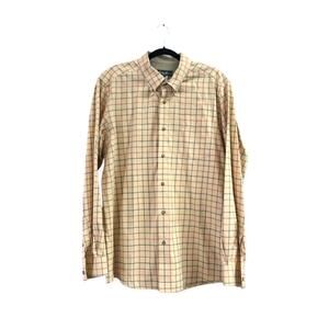 Eddie Bauer Men's Yellow Plaid Casual Button-Up Long Sleeve Shirt | Size L